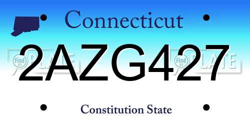 2AZG427 Connecticut License Plate