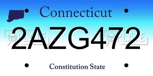 2AZG472 Connecticut License Plate