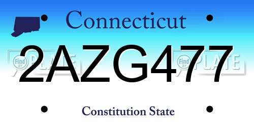 2AZG477 Connecticut License Plate