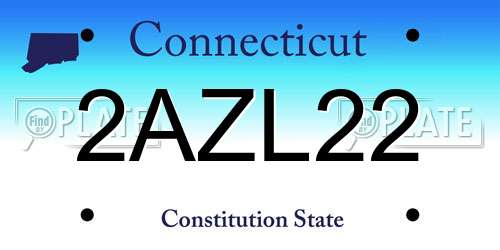 2AZL22 Connecticut License Plate