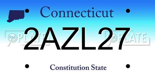 2AZL27 Connecticut License Plate