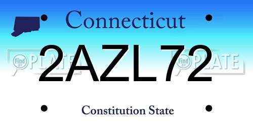 2AZL72 Connecticut License Plate