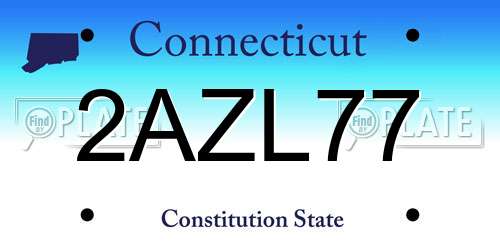 2AZL77 Connecticut License Plate