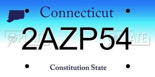 2AZP54 Connecticut License Plate