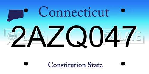 2AZQ047 Connecticut License Plate