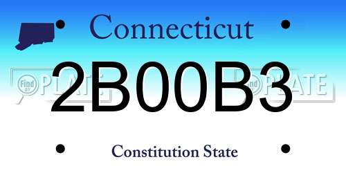 2B00B3 Connecticut License Plate