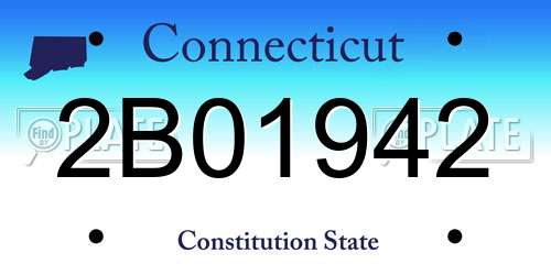 2B01942 Connecticut License Plate