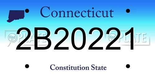 2B20221 Connecticut License Plate