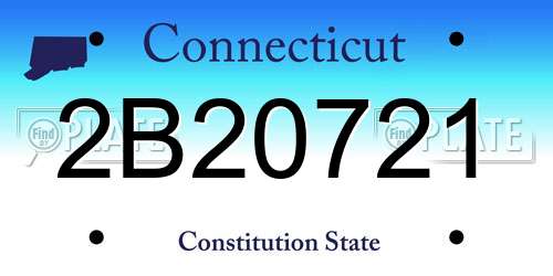 2B20721 Connecticut License Plate