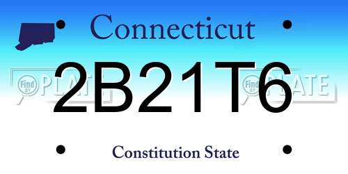 2B21T6 Connecticut License Plate