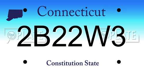 2B22W3 Connecticut License Plate
