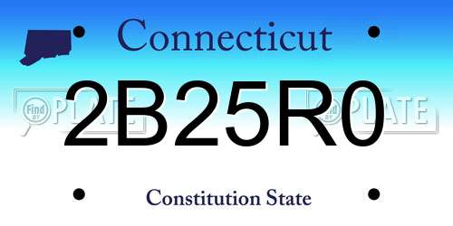 2B25R0 Connecticut License Plate