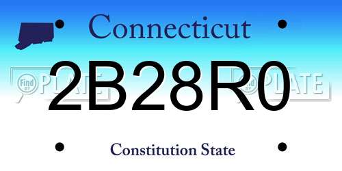 2B28R0 Connecticut License Plate