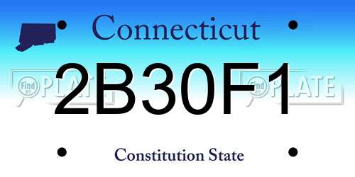 2B30F1 Connecticut License Plate
