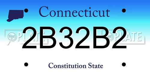 2B32B2 Connecticut License Plate