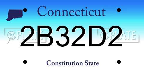 2B32D2 Connecticut License Plate
