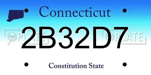 2B32D7 Connecticut License Plate