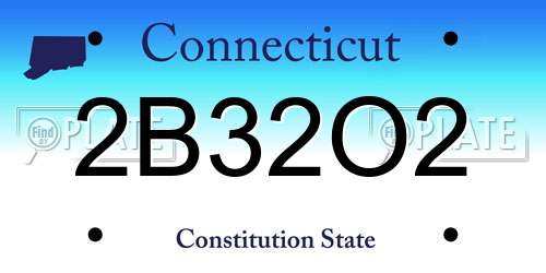 2B32O2 Connecticut License Plate