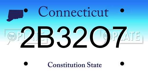 2B32O7 Connecticut License Plate