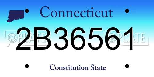 2B36561 Connecticut License Plate