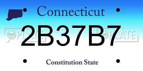 2B37B7 Connecticut License Plate
