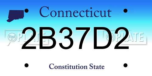 2B37D2 Connecticut License Plate