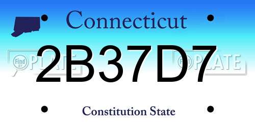 2B37D7 Connecticut License Plate