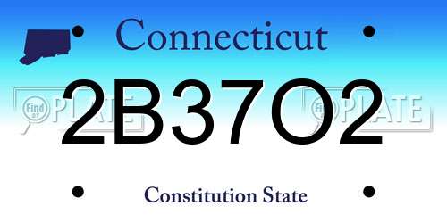 2B37O2 Connecticut License Plate