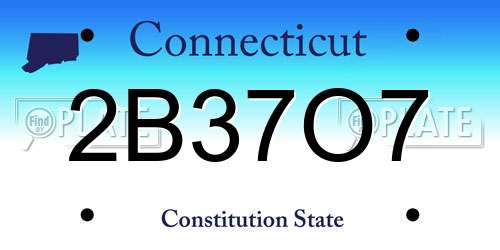 2B37O7 Connecticut License Plate