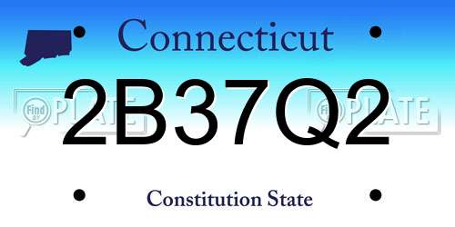 2B37Q2 Connecticut License Plate