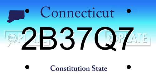 2B37Q7 Connecticut License Plate
