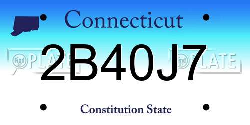 2B40J7 Connecticut License Plate