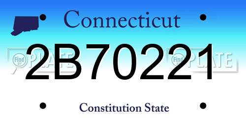 2B70221 Connecticut License Plate