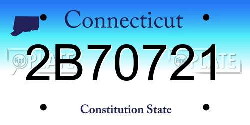 2B70721 Connecticut License Plate