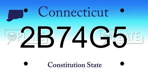 2B74G5 Connecticut License Plate