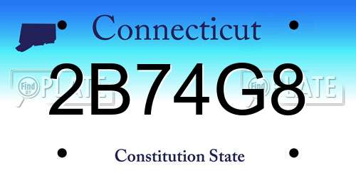 2B74G8 Connecticut License Plate