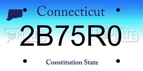 2B75R0 Connecticut License Plate