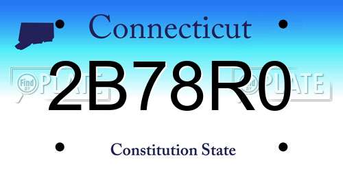 2B78R0 Connecticut License Plate