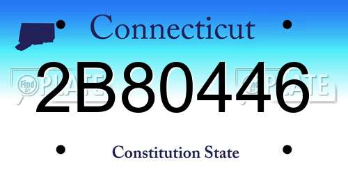 2B80446 Connecticut License Plate