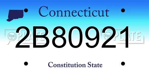 2B80921 Connecticut License Plate