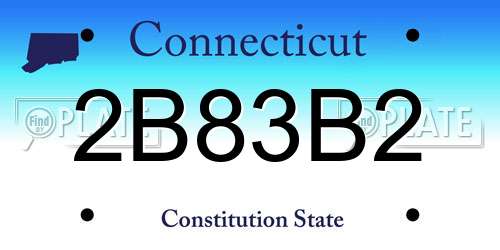 2B83B2 Connecticut License Plate