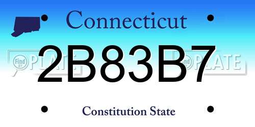 2B83B7 Connecticut License Plate