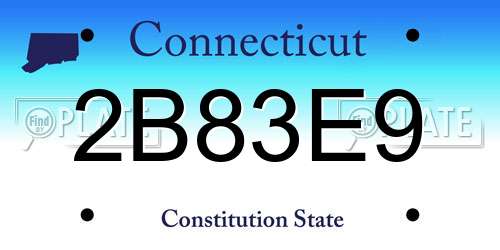 2B83E9 Connecticut License Plate