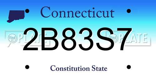 2B83S7 Connecticut License Plate