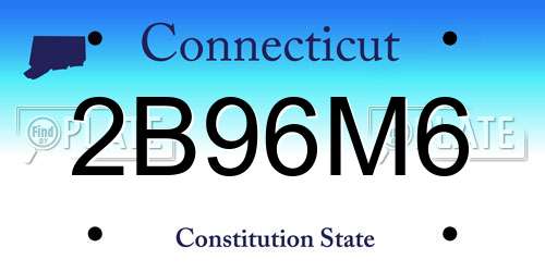 2B96M6 Connecticut License Plate