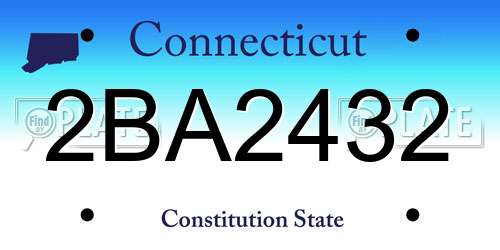 2BA2432 Connecticut License Plate