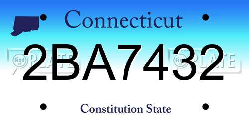 2BA7432 Connecticut License Plate