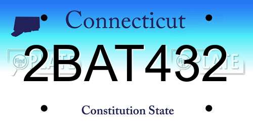 2BAT432 Connecticut License Plate