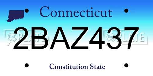 2BAZ437 Connecticut License Plate