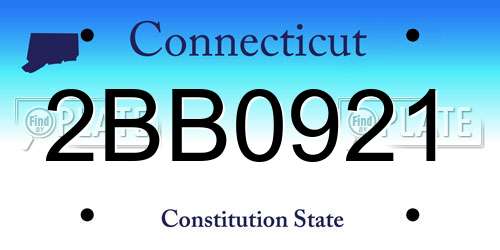 2BB0921 Connecticut License Plate